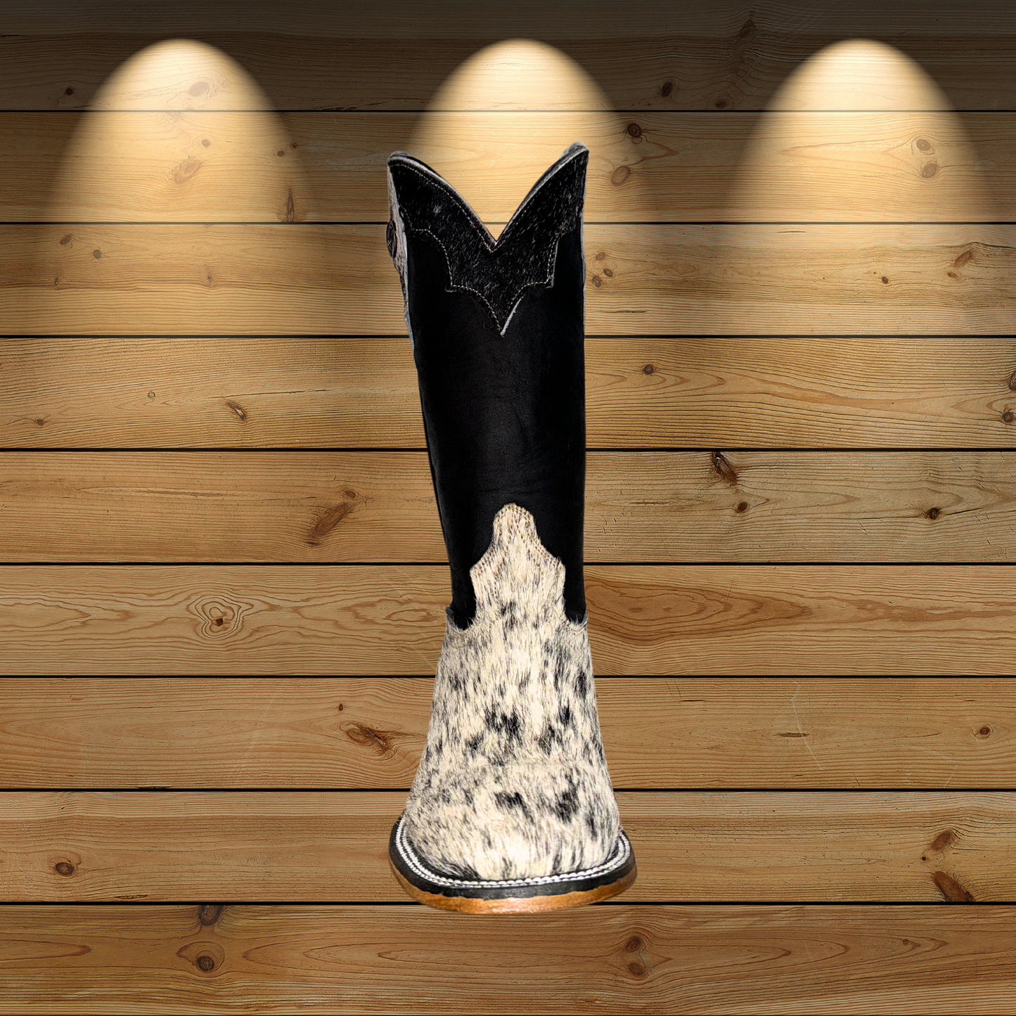 Botas de piel de vaca con punta cuadrada para mujer