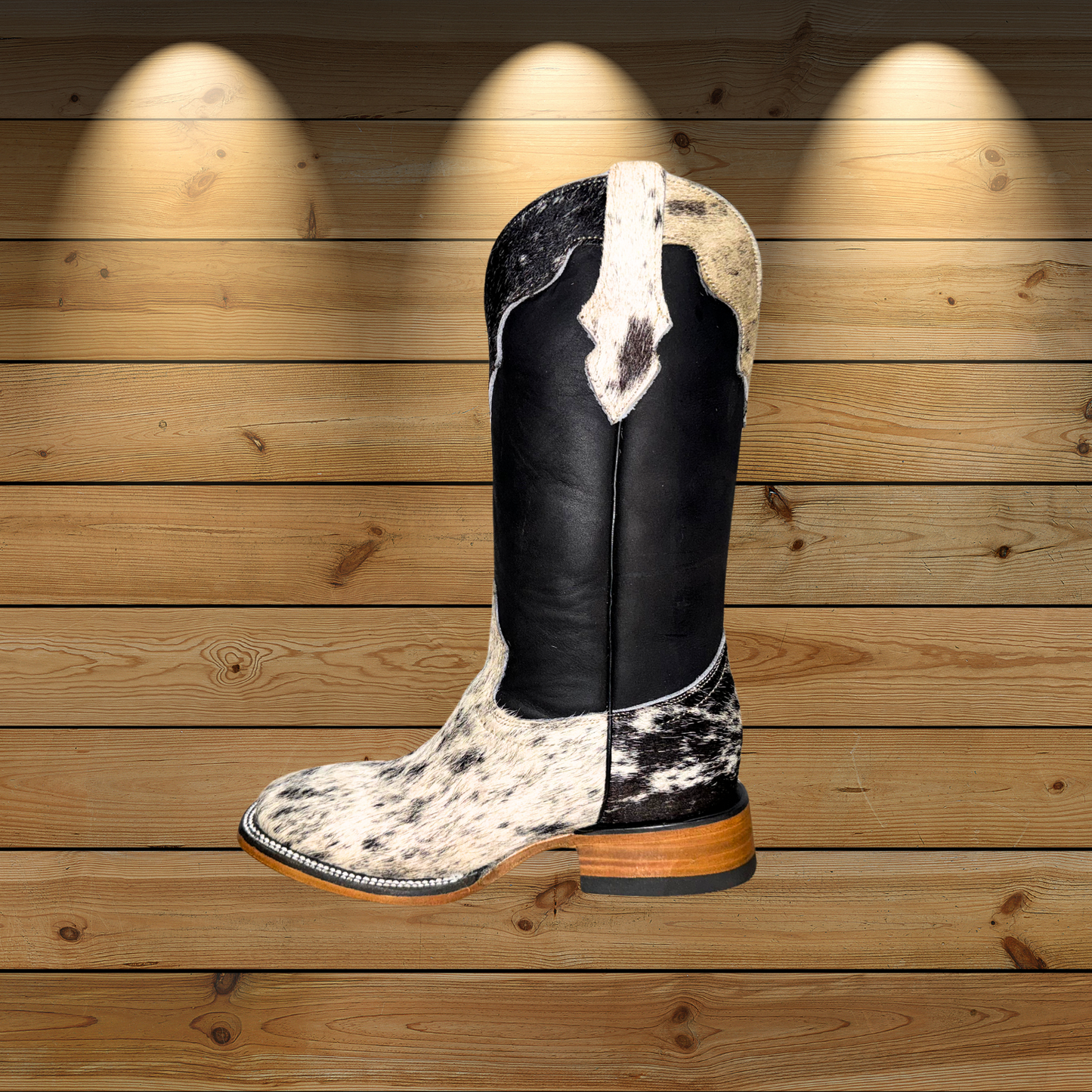 Botas de piel de vaca con punta cuadrada para mujer