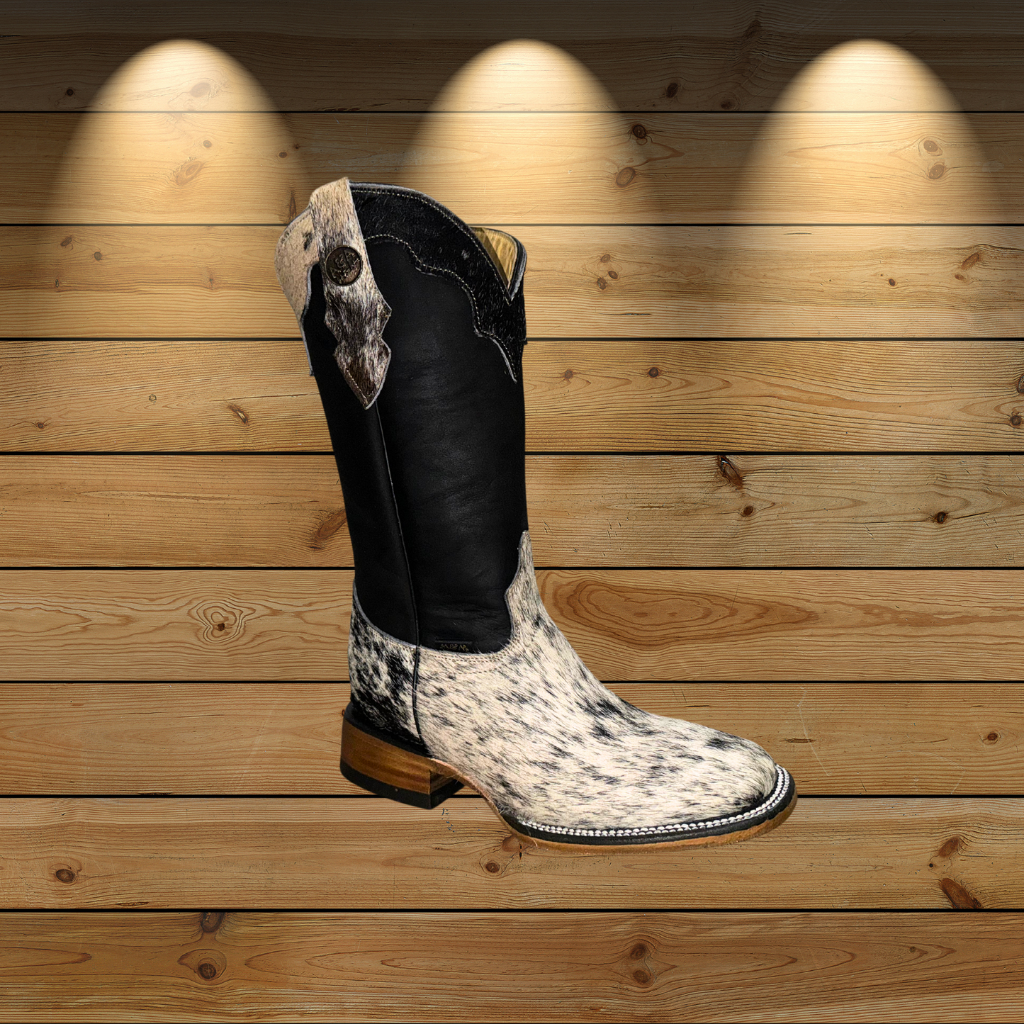 Botas de piel de vaca con punta cuadrada para mujer