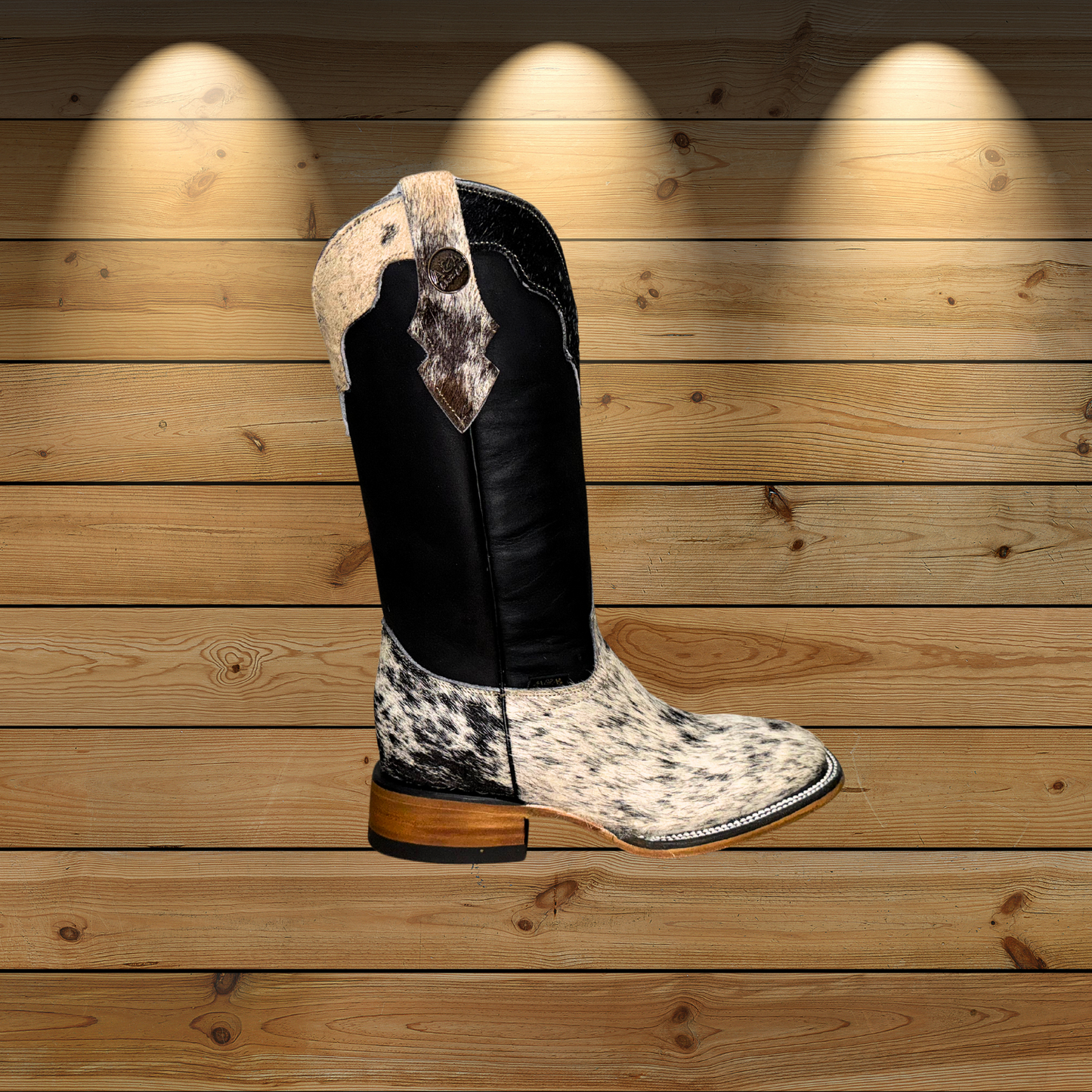 Botas de piel de vaca con punta cuadrada para mujer