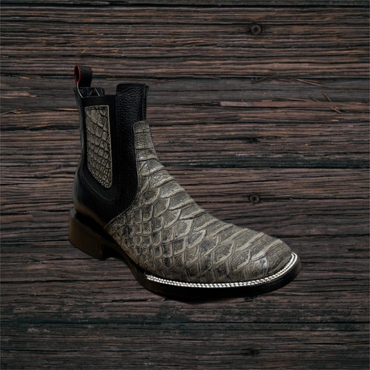 Men's Python Square Toe Short Boots