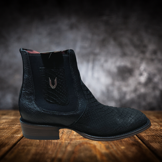 Handcrafted Square Toe Python Short Boot