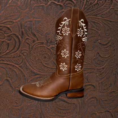 Women’s Flower Square Toe Boots