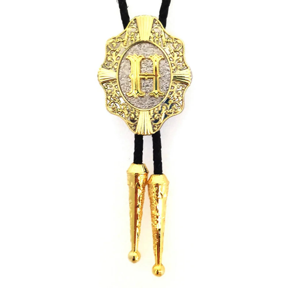 Alphabet Rodeo Gold Bolo Tie