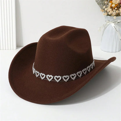 Sombrero de vaquera Stardust con corazones de diamantes de imitación