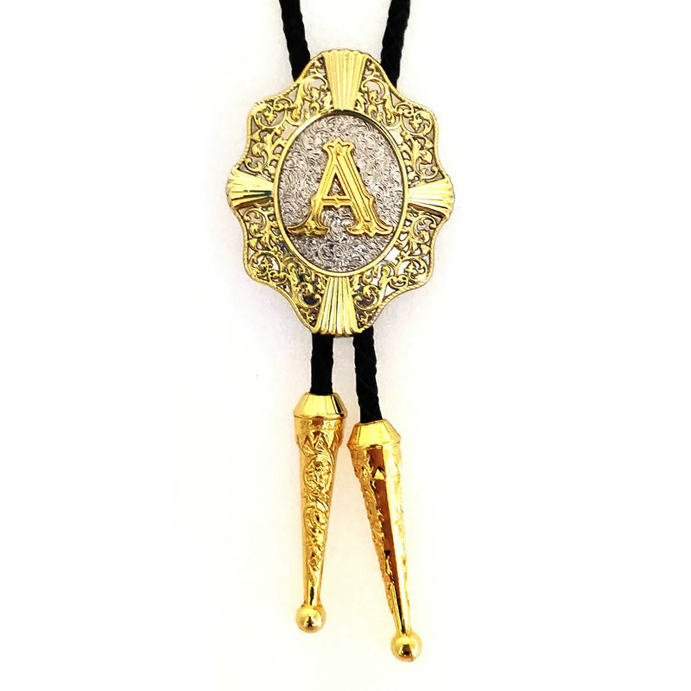 Alphabet Rodeo Gold Bolo Tie