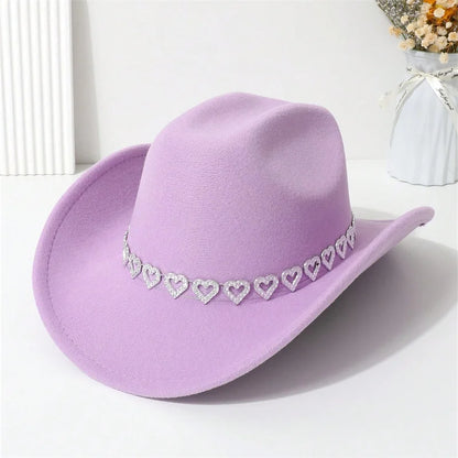 Sombrero de vaquera Stardust con corazones de diamantes de imitación