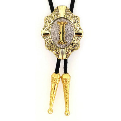 Alphabet Rodeo Gold Bolo Tie