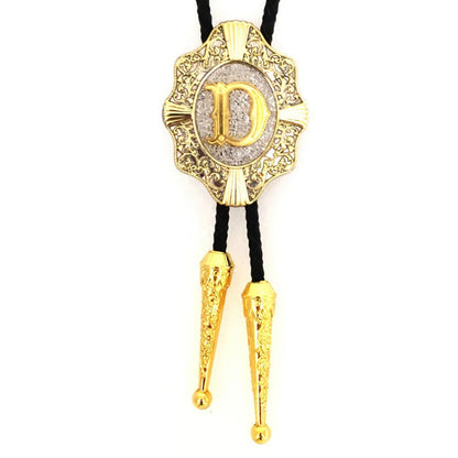 Alphabet Rodeo Gold Bolo Tie