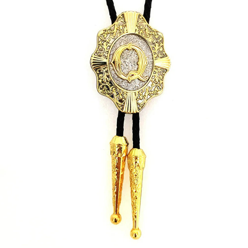 Alphabet Rodeo Gold Bolo Tie