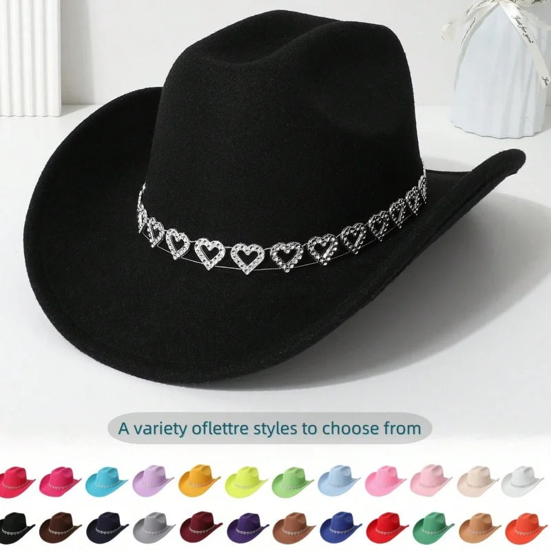 Stardust Cowgirl Hat with Rhinestone Hearts