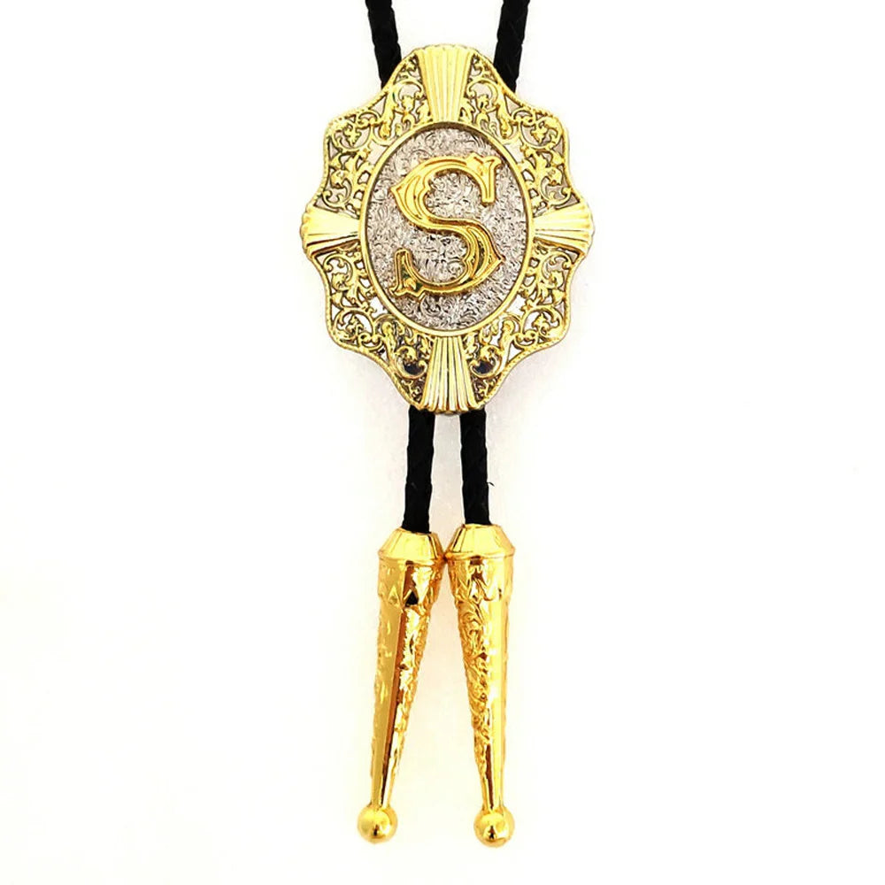 Alphabet Rodeo Gold Bolo Tie