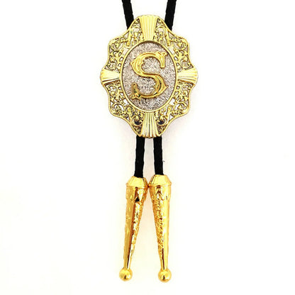 Alphabet Rodeo Gold Bolo Tie