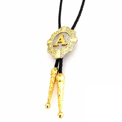 Alphabet Rodeo Gold Bolo Tie