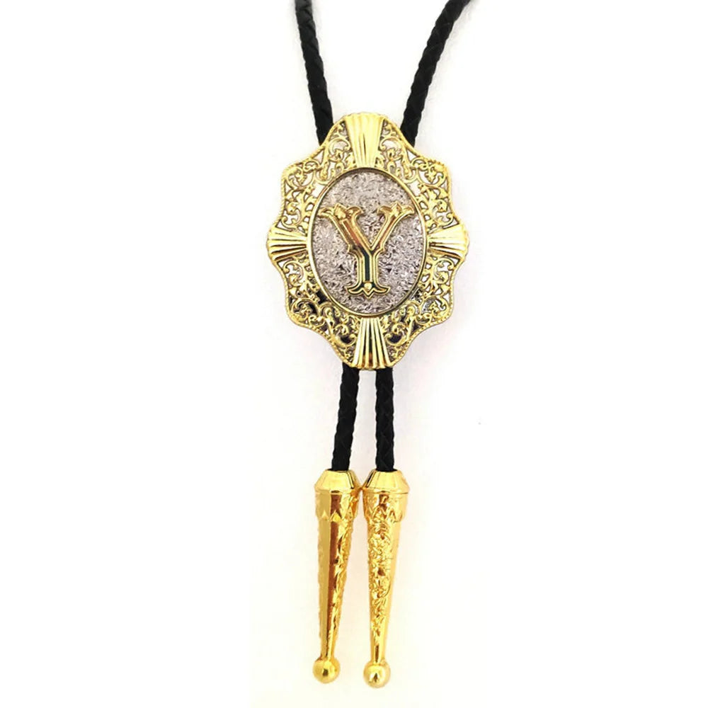 Alphabet Rodeo Gold Bolo Tie