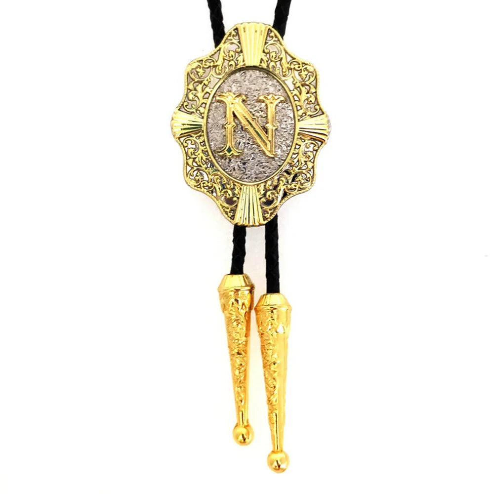 Alphabet Rodeo Gold Bolo Tie