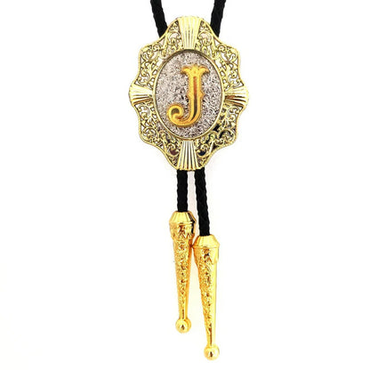 Alphabet Rodeo Gold Bolo Tie