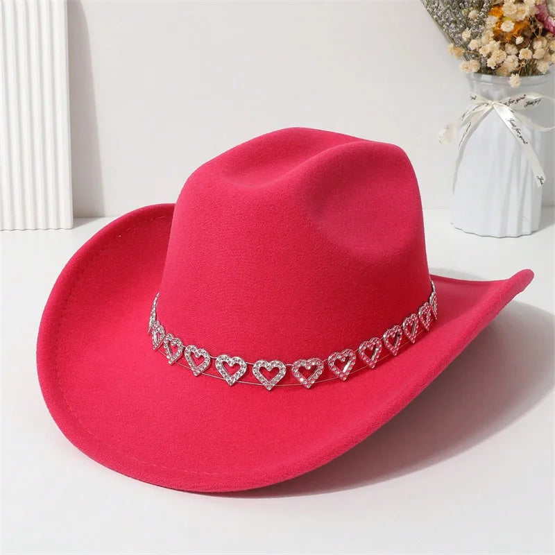 Sombrero de vaquera Stardust con corazones de diamantes de imitación