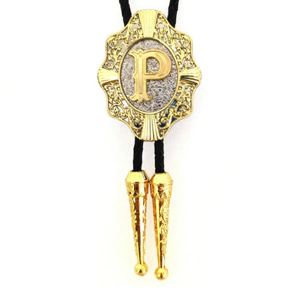 Alphabet Rodeo Gold Bolo Tie