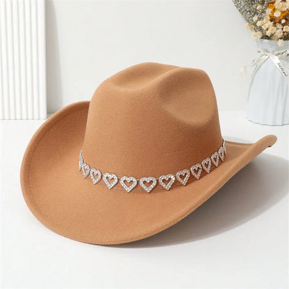 Sombrero de vaquera Stardust con corazones de diamantes de imitación