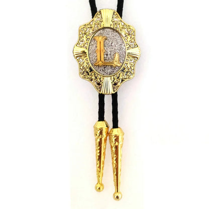 Alphabet Rodeo Gold Bolo Tie