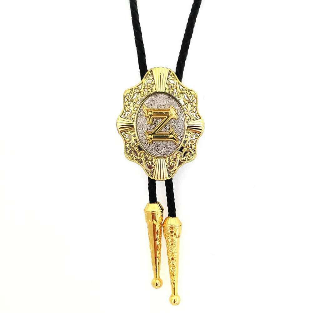 Alphabet Rodeo Gold Bolo Tie