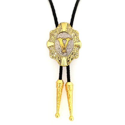 Alphabet Rodeo Gold Bolo Tie