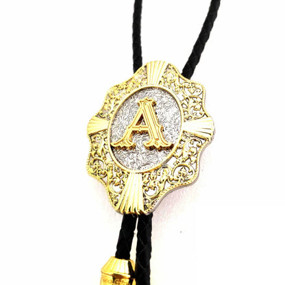 Alphabet Rodeo Gold Bolo Tie