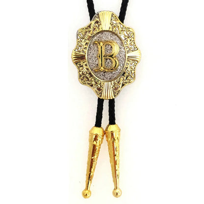 Alphabet Rodeo Gold Bolo Tie