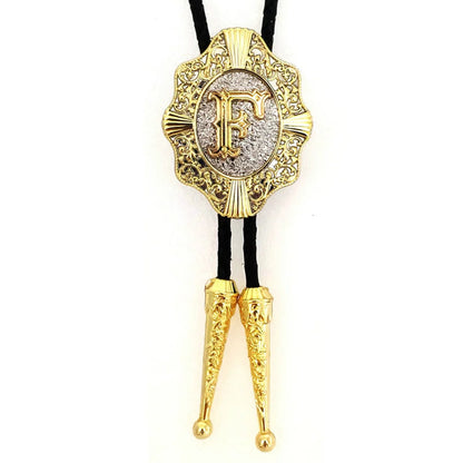 Alphabet Rodeo Gold Bolo Tie