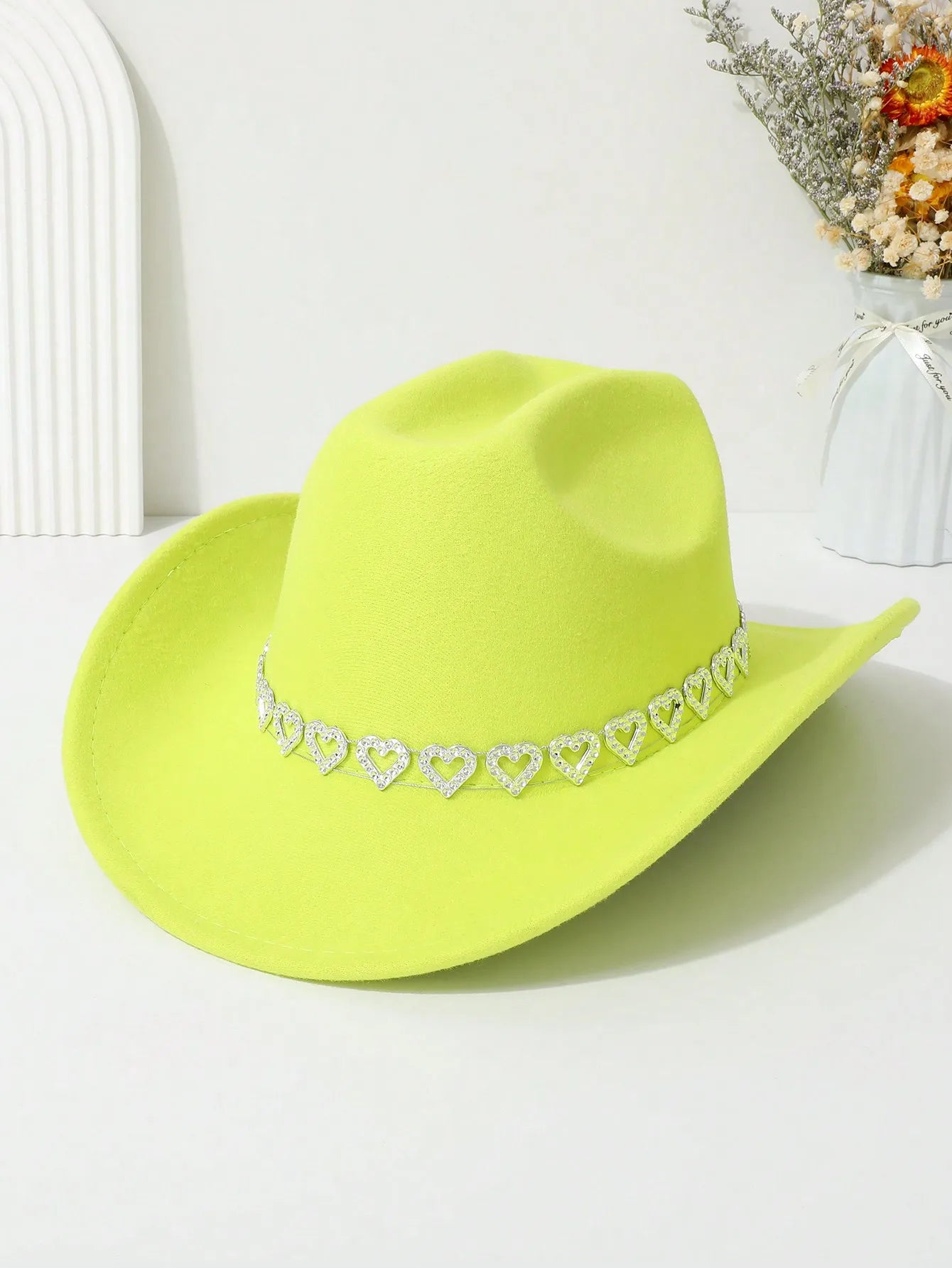 Stardust Cowgirl Hat with Rhinestone Hearts