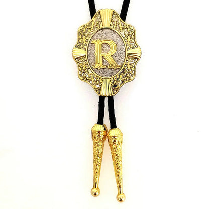 Alphabet Rodeo Gold Bolo Tie