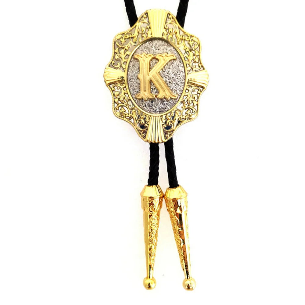 Alphabet Rodeo Gold Bolo Tie