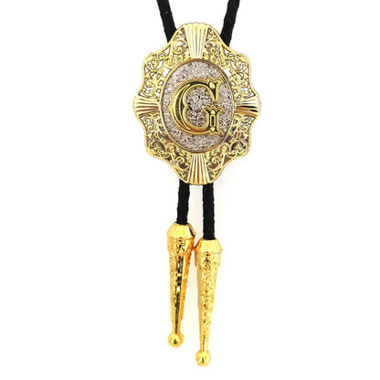 Alphabet Rodeo Gold Bolo Tie