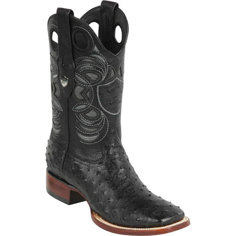 Botas con punta de rancho de avestruz genuinas para hombre