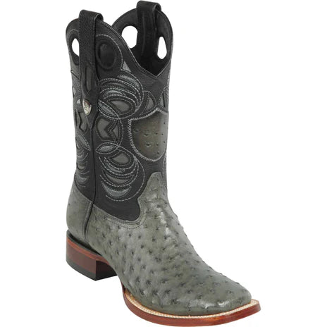 Botas con punta de rancho de avestruz genuinas para hombre