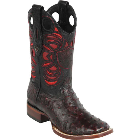 Botas con punta de rancho de avestruz genuinas para hombre